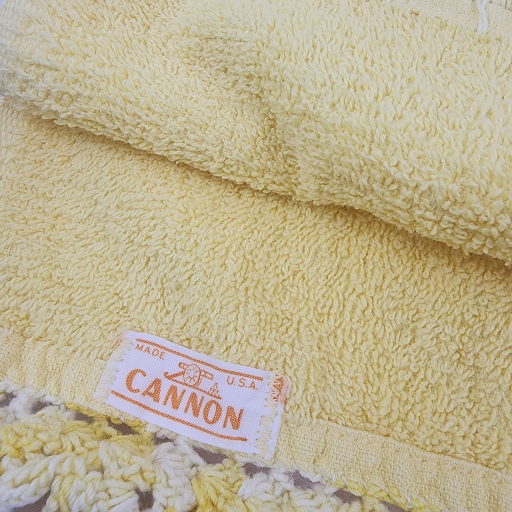 Vtg. Cannon Pink/ Coral Yellow‎ Towels Washcloths Crochet Edge Made USA 3 Extra - Picture 11 of 16